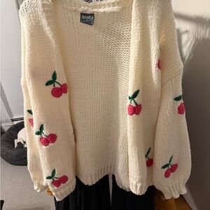 ARULA Cream Sweater with Cherries